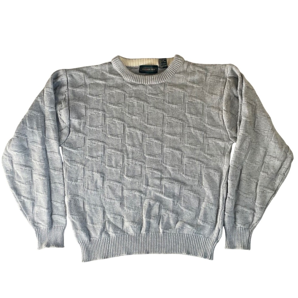 Vintage Hill & Archer Sweater Mens Small Gray 90s Knit Chunky Fishermans Grandpa